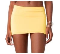 Ardougudougu Women Y2k Mini Skirt Sexy Low Rise Bodycon Micro Skirt Slim Fit Solid Color Pencil Short Skirts Club Sporty Streetwear (Yellow, M)