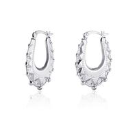 ARDU 18ct Gold & Silver Creole Hoop Earrings - 925 Stirling Silver coated in Gold | Creole Style Chunky Hinge Clasp Hoops | Small to Large | Hypoallergenic & Lightweight (Silver, 21 x19mm)