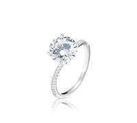 ARDU Engagement Ring - 925 Sterling Silver | 1mm Round Brilliant Cut Ring with a White Cubic Zirconia Hidden Halo | Promise, Wedding, or Engagement Band for Women | Sizes J - U