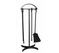 ARDUFEU - Ancre Traditional Fireplace Companion Set, 4-Piece Black Painted Steel Set, Includes Poker, Shovel, Brush, and Tongs, No Assembly Required, Made in France