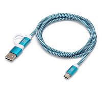 Arduino Official USB Cable [TPX00094] - 100 cm USB-C to USB-C with USB-A Adapter, Durable Nylon Braided Jacket in White and Teal, Stylish Aluminum Shell, Compatible with All Boards