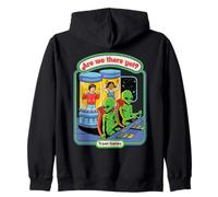 Are We There Yet Alien UFO Retro Vintage Funny Adult Humor Zip Hoodie