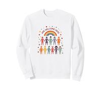 Are Welcome Here Diversity Rainbow Inclusion Unity Sweatshirt, Adult Unisex, White, X-Large