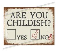 "Are You Childish?" Funny Metal Bar Sign | Retro Wall Plaque for Home Pub, Garage & Man Cave Decor | Witty Father's Day Gift 2026 | Vintage Memorabilia, 20cm x 15cm, Made in UK