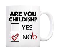 are You Childish? Yes Nob Funny Hilarious Tea Cup Novelty Tea Mugs Durable Ceramic Drinkware for Office Café Milk 330Ml