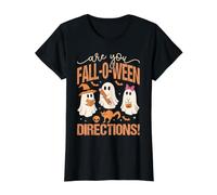 are You Fall-O-Ween Directions Cute Ghosts Value Graphic T-Shirt, Women, Black, L