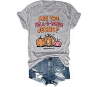are You Fall-O-Ween Jesus Shirt, are You Fall O Ween Jesus T-Shirt Halloween Pumpkin Graphic Tshirt Grey