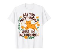 are You Overthinking What I'm Overthinking Cat Funny Value Graphic T-Shirt, Men, White, M