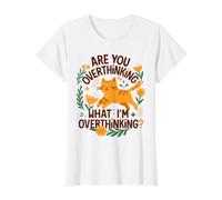 are You Overthinking What I'm Overthinking Cat Funny Value Graphic T-Shirt, Women, White, XS