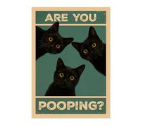 Are You Pooping? Cats Poster, Retro Animal Bathroom Print, Comedy Toilet Wall Art, A5 (Print Only) - 21x14.8cm