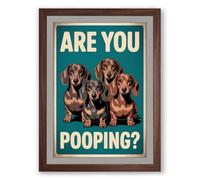 Are You Pooping Dogs Retro Framed Wall Art Print A1 (84.1×59.4cm) Walnut, Wall Decor for Living Room, Bedroom, Office & Home, Ready to Hang, Art Gift