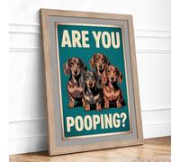 Are You Pooping Dogs Retro Framed Wall Art Print A1 Oak