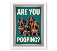 Are You Pooping Dogs Retro Framed Wall Art Print A2 (59.4×42cm) White, Wall Decor for Living Room, Bedroom, Office & Home, Ready to Hang, Art Gift
