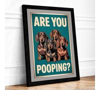 Are You Pooping Dogs Retro Framed Wall Art Print A2 Black