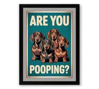 Are You Pooping Dogs Retro Framed Wall Art Print A3 (42×29.7cm) Black, Wall Decor for Living Room, Bedroom, Office & Home, Ready to Hang, Art Gift