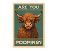 Are You Pooping? Poster, Retro Animal Bathroom Print, Comedy Toilet Wall Art, A3 (Print Only) - 42x29.7cm