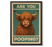 Are You Pooping? Poster, Retro Animal Bathroom Print, Comedy Toilet Wall Art, A4 (Black Frame) - 32.7x24.1cm