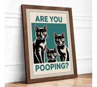 Are You Pooping Retro Framed Wall Art Print A1 (84.1×59.4cm) Walnut, Wall Decor for Living Room, Bedroom, Office & Home, Ready to Hang, Art Gift