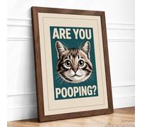 Are You Pooping Typography Framed Wall Art Print A3 (42×29.7cm) Walnut, Wall Decor for Living Room, Bedroom, Office & Home, Ready to Hang, Art Gift