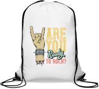 Are You Ready To Rock Hand Gym Sack Casual Drawstring Bag White