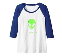 Area 51 Escapee Alien UFO Sci-Fi Enthusiast Gift Raglan Baseball Tee, Women, Royal Blue/White, XL