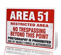 Area 51 Metal Wall Sign Plaque Warning, Alien, Conspiracy Theory - 8x12 inch