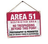AREA 51 - No Trespassing - Medium Twine | Printed Metal Wall Sign Plaque