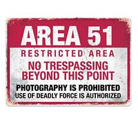 AREA 51 - No Trespassing - Small Sticky Pads | Printed Metal Wall Sign Plaque