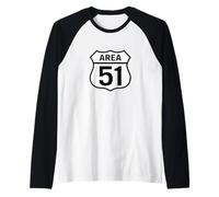Area 51 Road Sign Design Raglan Baseball Tee