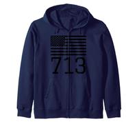 Area Code 713 American Flag USA Houston Texas TX Zip Hoodie