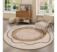 Area Large Circle Rug Living Room, Washable Round Rugs Indoor Non Slip Carpet for study Bedside balcony Modern abstract minimalist style, brown, 100cm