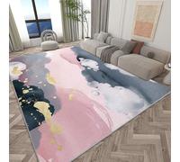 Area Rug 100 x 160 cm for Living Room, Marble Dreamy Watercolor Stripes Printed Design Washable Area Rug, Soft Short Pile Colourful Carpets for Bedroom Dining Room Non-Slip Non Shedding Runner