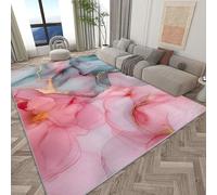 Area Rug 100 x 160 cm for Living Room, Marble Dreamy Watercolor Stripes Printed Design Washable Area Rug, Soft Short Pile Colourful Carpets for Bedroom Dining Room Non-Slip Non Shedding Runner