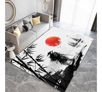 Area Rug 140 x 200 cm 3D Print Rugs,Japanese Style Red Sun Samurai Ship Machine Washable Indoor Rug, Hallway Rug Non Slip Low Pile Foldable Throw Rug for Bedroom Living Room Office Kitchen