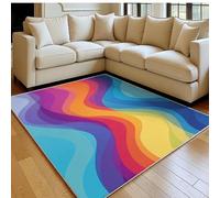 Area Rug 140 x 200 cm Abstract wavy lines Decorative Purple Carpet, Non-Slip Washable for Living Room & Study
