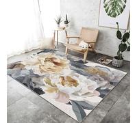 Area Rug 140 x 200 cm Non-Shedding Print Floor Carpet Machine Washable, Rugs for Living Room Non Slip Floral Rose Gothic Skull Carpet for Bedroom Dining Room, Colorful
