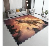 Area Rug 140 x 200 cm Non-Shedding Print Floor Carpet Machine Washable, Rugs for Living Room Non Slip Natural Plants Bamboo Forest Carpet for Bedroom Dining Room, Green