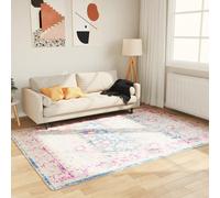 Area Rug 160x230cm Multicolour Blue Pink Soft Velvet Polyester Washable PVC back