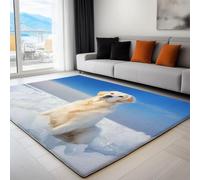 Area Rug 180 x 240 cm Animal Dogs In The Snow Floor Mats, Indoor Non-Slip Non-Shedding Rugs, Soft Low Pile Washable Easy to Clean Living Room Carpets for Areas With High Traffic, Sky Blue