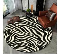 Area Rug 3D Colorful Zebra Stripe Print Pattern Round Carpet Rug for Living Room Bedroom Floor Mat,Diameter 100cm