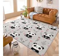 Area Rug 3D for Living Room 60x90 cm Cartoon Cute Panda Washable Short Pile Non-Slip Carpet, Grey Soft Durable Easy-Clean Rug for Dining Room Home Decor & Home Office