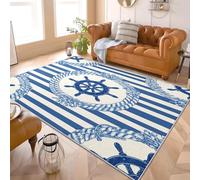 Area Rug 3D for Living Room 80x150 cm Sailingl Element Pattern Washable Short Pile Non-Slip Carpet, Blue Soft Durable Easy-Clean Rug for Dining Room Home Decor & Home Office