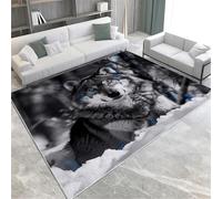 Area Rug 3D Printed Wild Animal Wolf Floor Mat Polyester Soft Material Non Slip Carpet Easy Clean For Bedroom Hall Kitchen Living Room Kids Room Doormat Carpet 140 X 200 Cm,Stain Resi -98920234808325