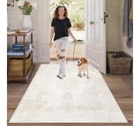 Area Rug 3x5 Entryway Rugs - Machine Washable Vintage Boho Area Rug Non-Slip Kitchen Rugs Soft Stain Resistant Indoor Door Mat, Small Oriental Throw Rug for Entrance Hallway Bedroom (Ivory, 3'x5')