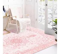 Sofrug Washable Area Rugs - Honeycomb Non Slip 3x5 Entryway Rug Floral Pink Rug Soft Foldable Bedroom Rug for Kitchen Nursery Room Kids Playroom