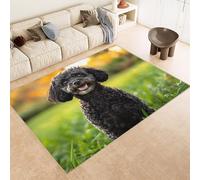 Area Rug 50x80 cm Faux Cashmere Comfortable Short Fleece 3D Dog Grass Flowers Printed Pattern Kitchen Rugs Non Slip Washable Stain-Resistant Ideal for Flats Reading Nooks Nursery Rooms Entryways
