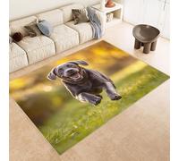 Area Rug 50x80 cm Faux Cashmere Comfortable Short Fleece 3D Dog Grass Flowers Printed Pattern Kitchen Rugs Non Slip Washable Stain-Resistant Ideal for Flats Reading Nooks Nursery Rooms Entryways