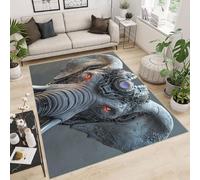 Area Rug 50x80 cm Faux Cashmere Comfortable Short Fleece 3D Elephant Mechanical Printed Pattern Kitchen Rugs Non Slip Washable Stain-Resistant Ideal for Flats Reading Nooks Nursery Rooms Entryways