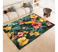 Area Rug 50x80 cm Faux Cashmere Comfortable Short Fleece 3D FlowersYellow Leaves Printed Pattern Kitchen Rugs Non Slip Washable Stain-Resistant Ideal for Flats Reading Nooks Nursery Rooms Entryways