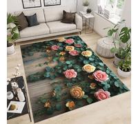 Area Rug 50x80 cm Faux Cashmere Comfortable Short Fleece 3D FlowersYellow Leaves Printed Pattern Kitchen Rugs Non Slip Washable Stain-Resistant Ideal for Flats Reading Nooks Nursery Rooms Entryways